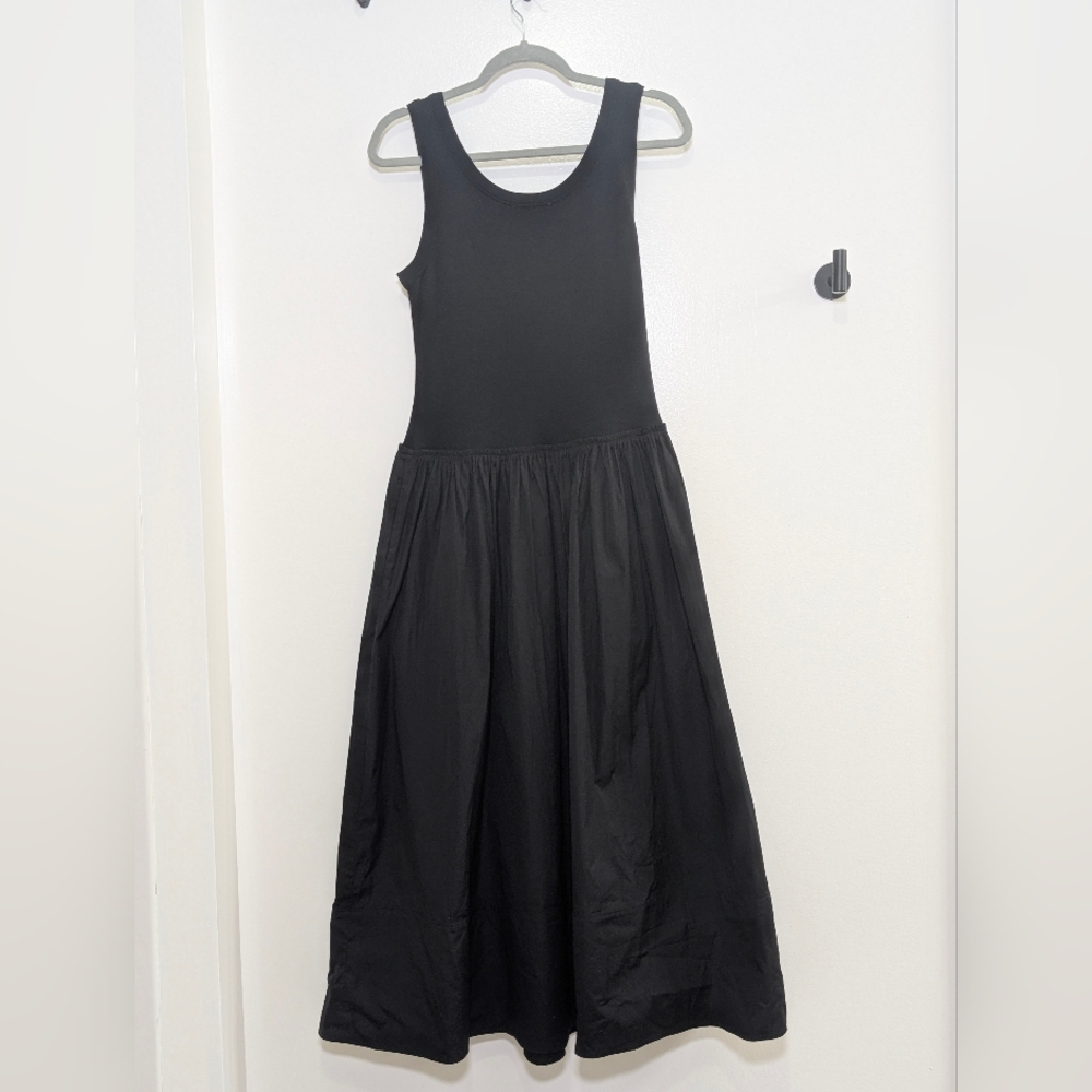 Madewell Black Mixed Poplin Scoopneck Maxi Dress S NWT Minimalist Quiet Luxury - Picture 5 of 10